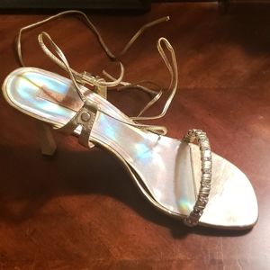 Charlotte Russe gold lace up heels